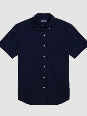 Polo Ralph Lauren Short Sleeve Navy Seersucker Tonal Shirt, Medium